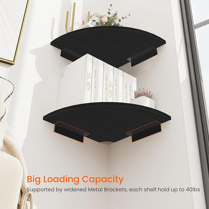 Homode Corner Shelf Wall Mount, 4 Tier Rounded Corner Floating Shelves - Image 6