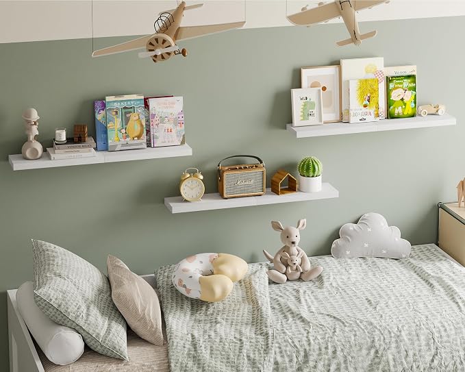 Fixwal White Shelves, 15.8in Floating Shelves, Farmhouse Shelf Wall Decor - Image 7