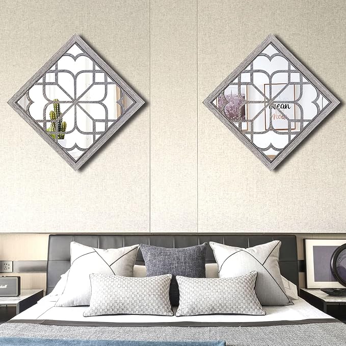 Wocred 2 PCS Square Wall Mirror, Gorgeous Rustic Farmhouse Accent Mirror - Image 6