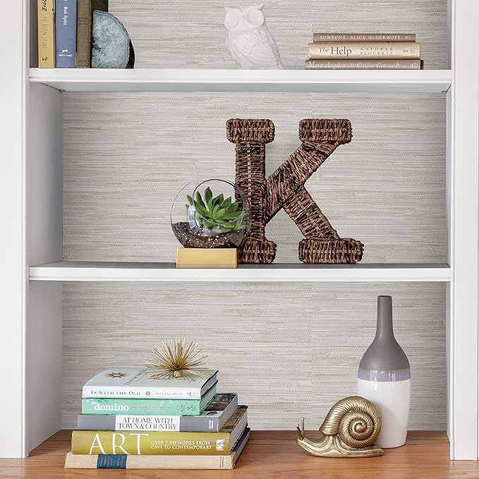 NuWallpaper by WallPops Cream Vinyl Grassweave Peel & Stick Wallpaper - Image 6