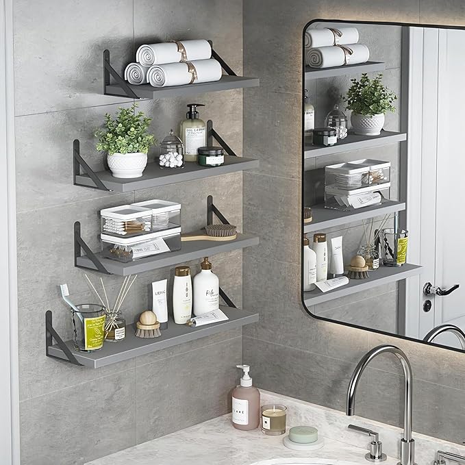 YGEOMER Floating Shelves for Wall, Different Sizes Gray Wall Shelves for Living - Image 7