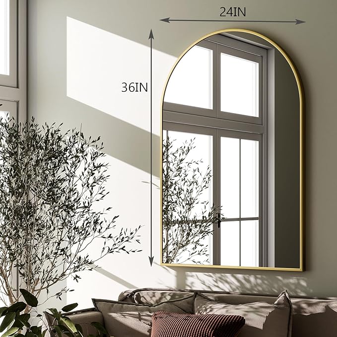 HARRITPURE Arched Wall Mirror – 24"x36" Arch Bathroom Mirror, Living Room Home - Image 6
