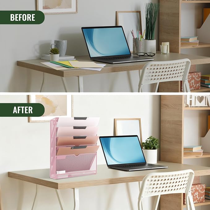 EASEPRES 6 Tier Mesh Hanging Wall File Organizer, Desk Vertical Mail Paper - Image 5