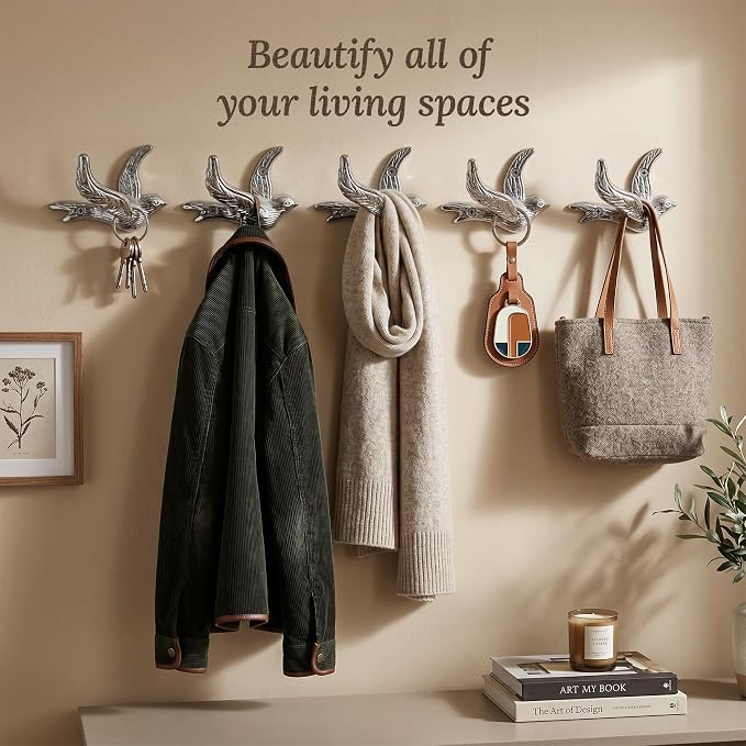Flying Bird Decorative Wall Hooks Cast Iron, Wall Mounted - Image 7