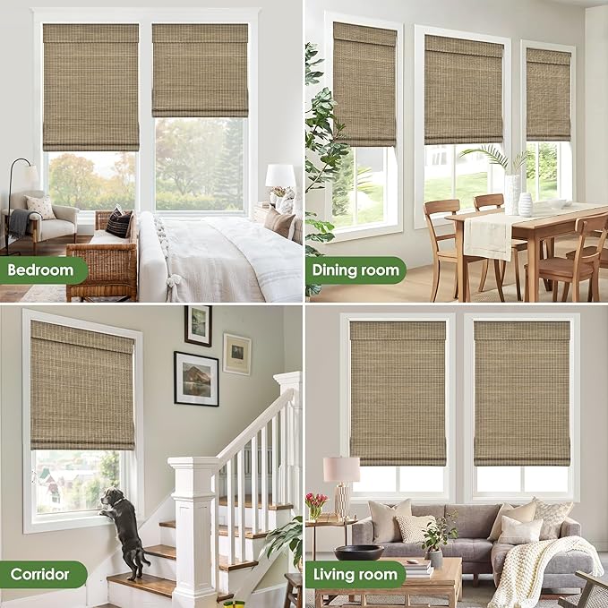 LazBlinds Cordless Bamboo Roman Shades, Privacy Blinds - Image 5
