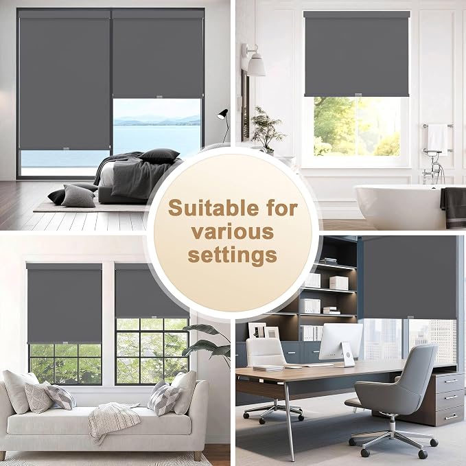 SUNOFF No Drill Tools Cordless Blackout Roller Shades Blinds - Image 4
