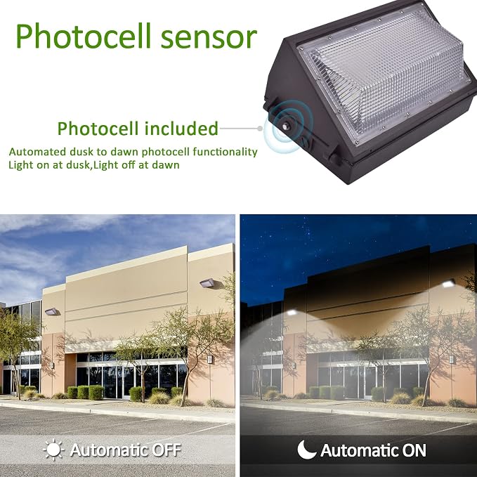 LED Wall Pack Light with Dusk to Dawn Photocell, 120W 15600LM 5000K Daylight - Image 3