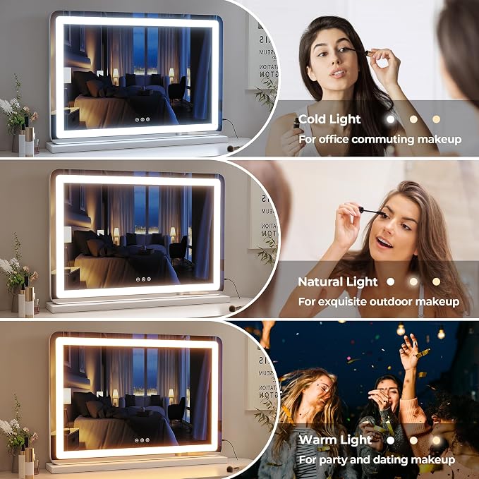 ZL ZELing Vanity Mirror with Lights, LED Makeup Mirror, Dimmable 3-Color - Image 2