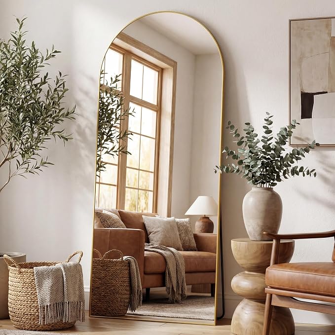 Antok Full Length Mirror, Arched Floor Standing Freestanding Arch Full Body - Image 2