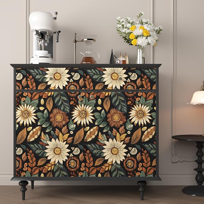 Vintage Boho Wallpaper Peel and Stick, Retro Flower Botanical Wall Paper Self - Image 3