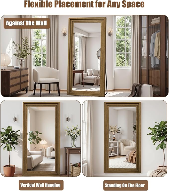 Full Length Mirror 71"x30", Large Solid Wood Frame Floor Mirror, Leaning Floor - Image 4