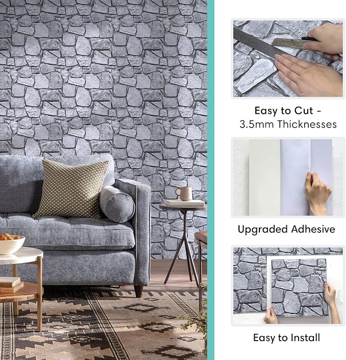 Commomy 3D Faux Stone Peel and Stick Wall Tiles - Image 5