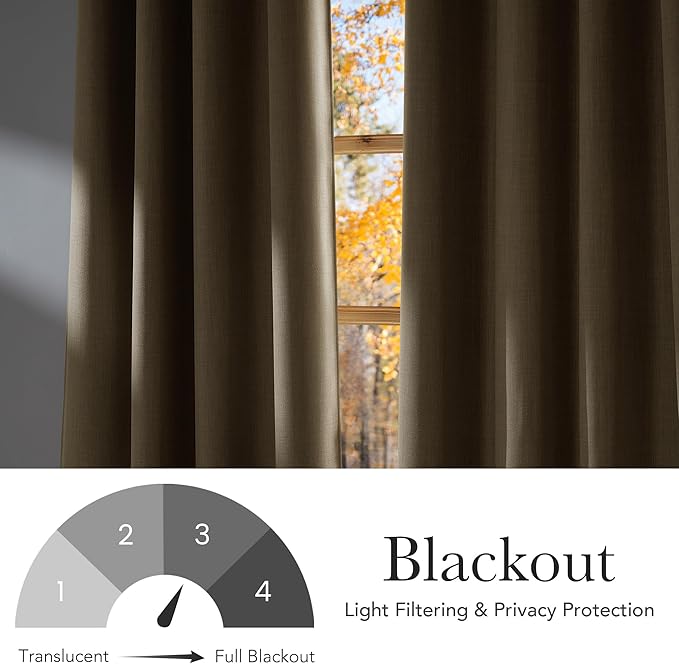 NICETOWN Short Faux Linen Oatmeal Blackout Curtains 63 inches Long - Image 5