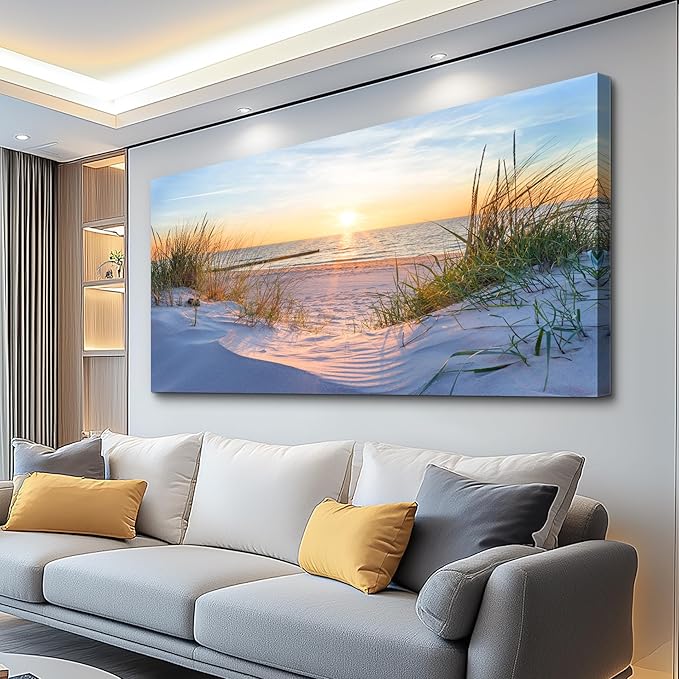 Wall Art For Living Room Large Size Wall Decorations Pictures Blue Sun Beach by MHARTK66