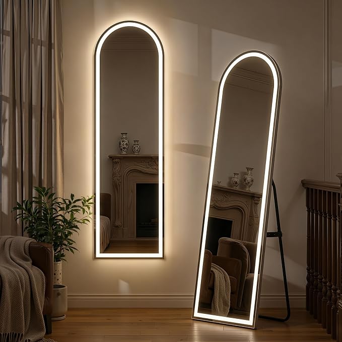 Full Length Mirror with LED Lights, Free Standing Floor Mirrors, Lighted Full by SimpleDeluxe