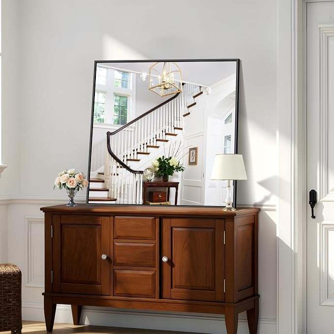 KOCUUY Black Bathroom Mirror, 36x36 Inch Square Mirror - Image 2
