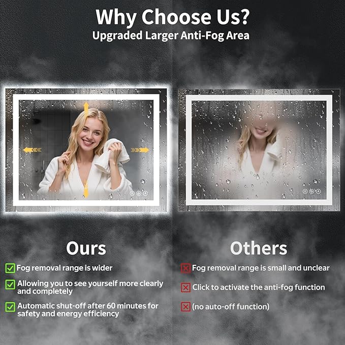 40"x30" LED Bathroom Mirror - Image 4
