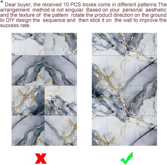 10pcs Thick Marble Peel and Stick Waterproof Wall Panels, Heat-Resistant - Image 7