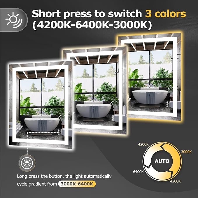 Hivone 36.1X28.1 LED Bathroom Mirror - Image 4
