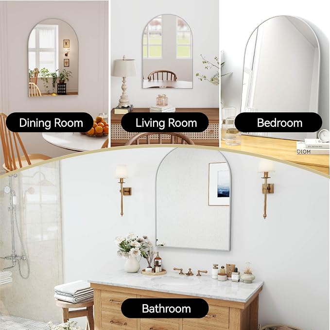 SCWF-GZ 24x36 Arch Mirror Square Full Length Wall Mounted Hanging or Against - Image 2