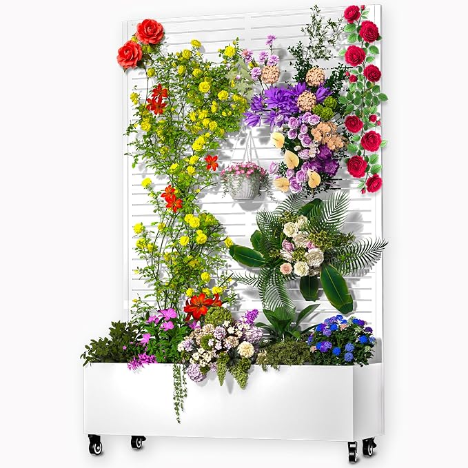 MTART Metal Planter Box with Trellis, 72.1"x47.2"x16" Outdoor Galvanized Raised by Unknown