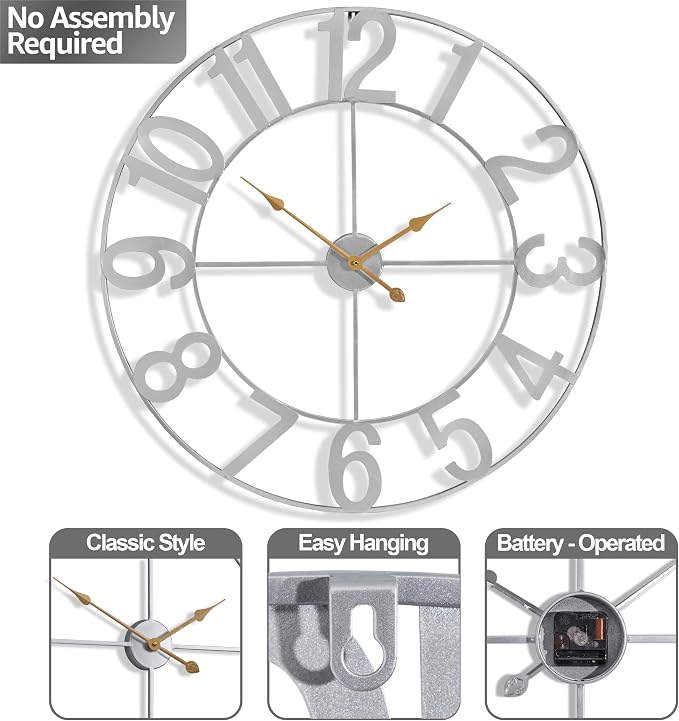 Sorbus Large Wall Clock for Living Room Decor - Image 4