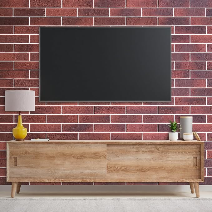 2 Vintage Red Faux Brick Wall Tiles, 3D Thin Brick Veneers - Image 6