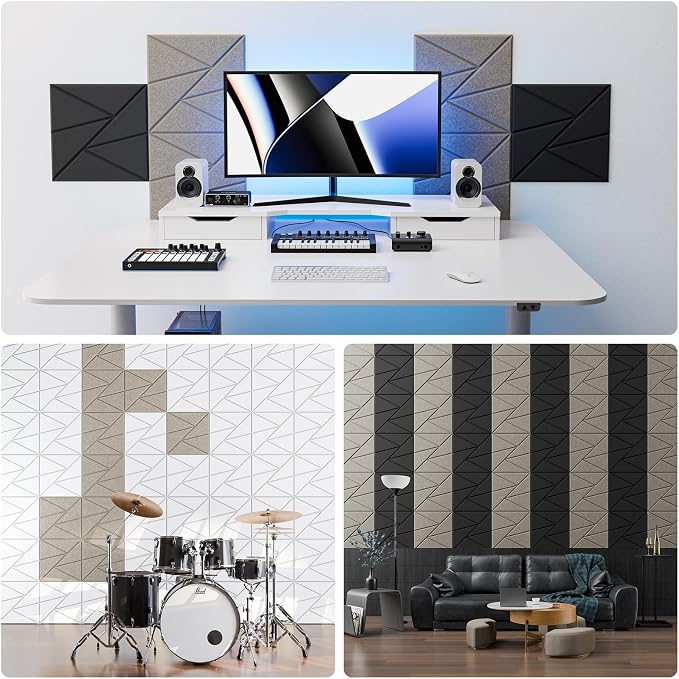 12 Pack Acoustic Panels with Self-Adhesive, Sound Panels High Density, - Image 4