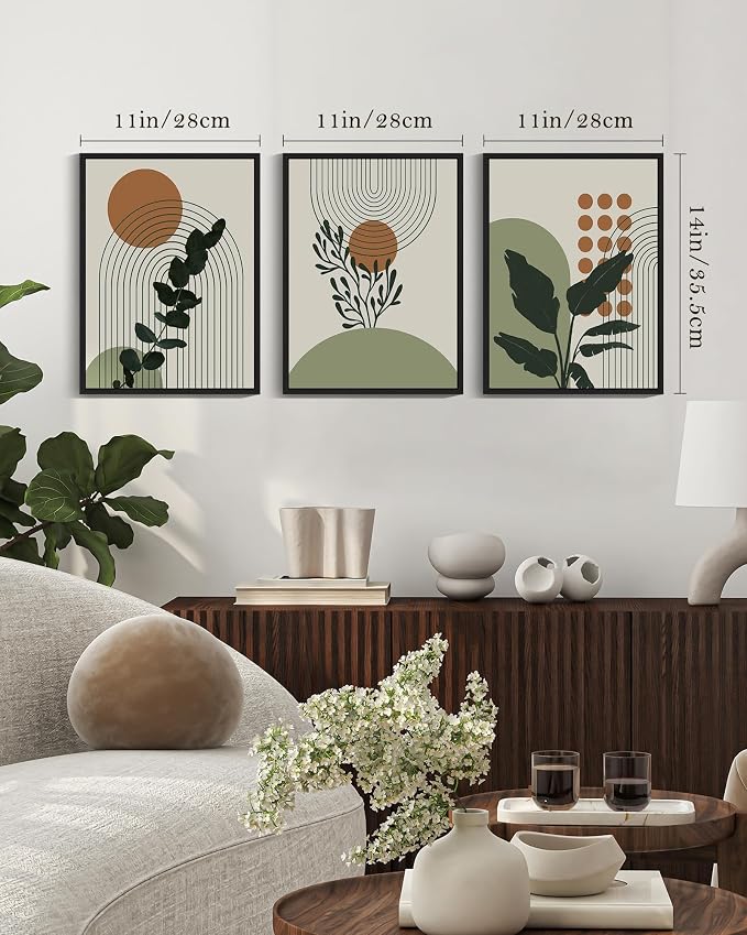 PHOPAGO Boho Plant Wall Art Green Botanical Bohemain Framed Wall Printing - Image 7
