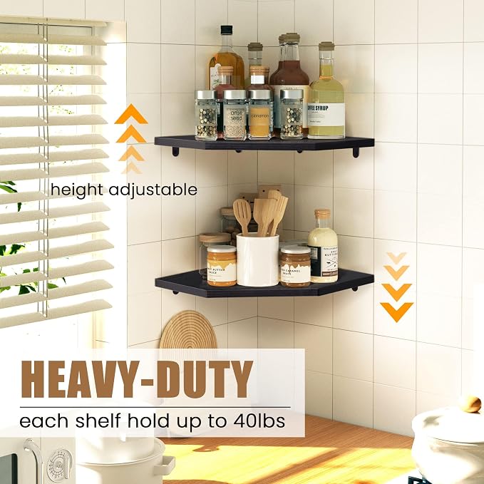 Fun Memories Corner Shelf Wall Mount, Floating Corner Shelves, Rustic Wood Wall - Image 3