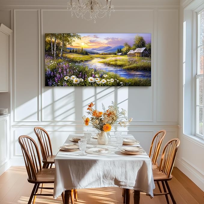 SERIMINO Large Wall Art Prints, Rural Landscape Wall Decor, Meadow Wildflower - Image 2