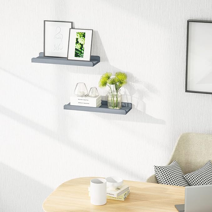 Love-KANKEI Floating Shelves Wall Mounted Set of 2, 17 Inch Rustic Wood Wall - Image 2