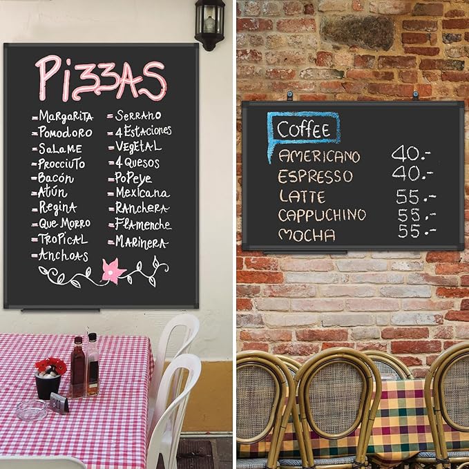 Lockways Magnetic Chalkboard 48 x 36 Inches, Aluminum Frame Large Blackboard - Image 2
