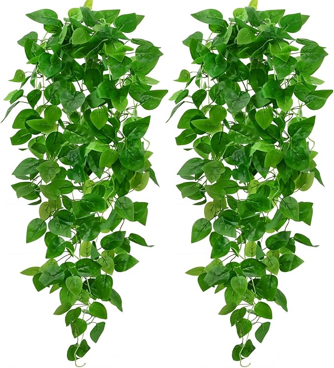 BLEUM CADE 2Pcs Fake Hanging Plants, 9 Branch Artificial Hanging Plant by BLEUMCADE