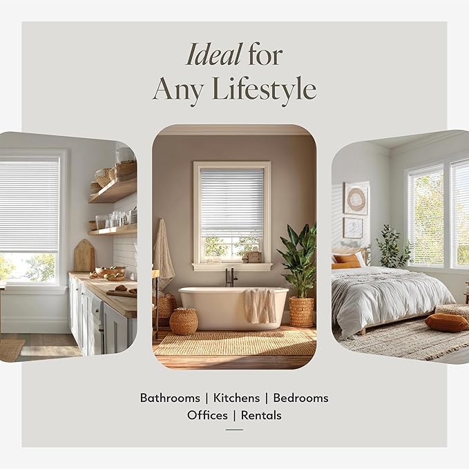 CHICOLOGY Cordless Mini Blinds for Indoor Windows, 54.5" W x 60" H, Light - Image 3