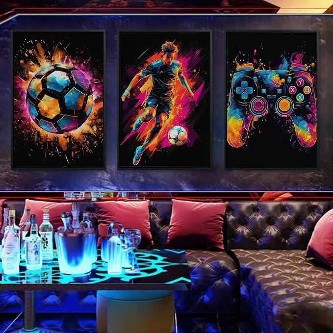 BGFCE Canvas Wall Art Poster Decor, Paintings Art Game Controller Color Splash - Image 4