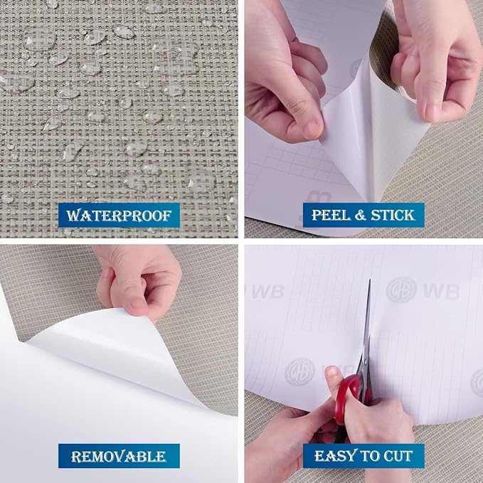 FunStick 24"x200" Grey Grasscloth Peel and Stick Wallpaper - Image 4