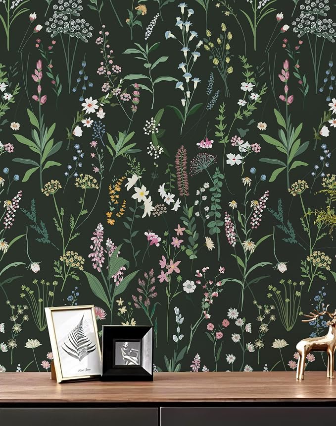 JiffDiff Floral Wallpaper Peel and Stick Farm Floral 472" x 17.3" Wildwood Wall by wallpaper