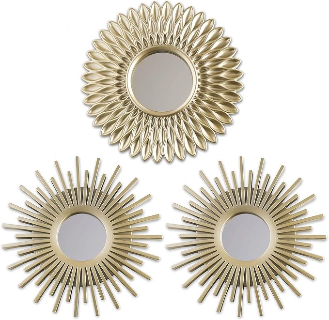 BONNYCO Gold Mirrors for Wall Pack of 3, Round Wall Mirrors Bedroom Room and by BONNYCO