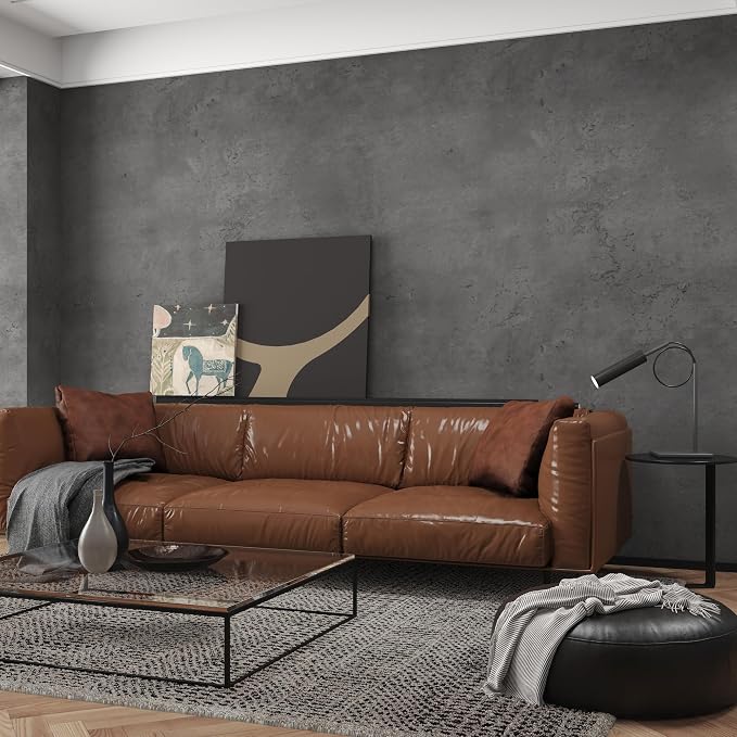 3yecao 24"×197" Thick Dark Grey Black Concrete Wallpaper Waterproof Charcoal - Image 4