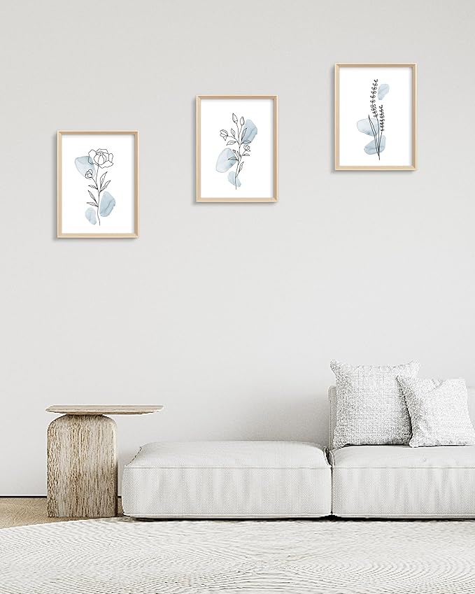 HesenDot Framed Blue Floral Canvas Wall Art, Minimalist Botanical Wall Art Decor - Image 5
