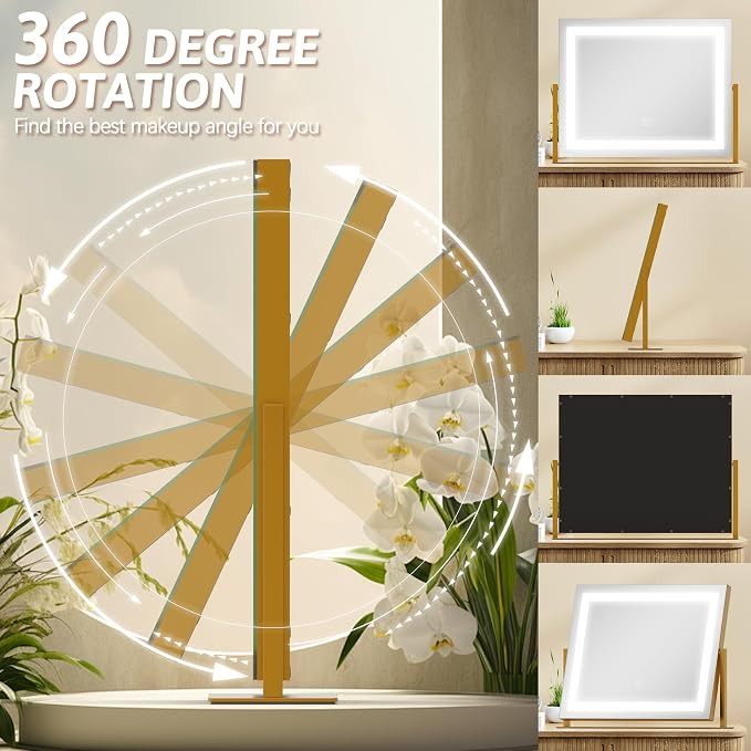 ROLOVE Vanity Mirror with Lights 22"x18", Lighted Makeup Mirror with 10X - Image 7