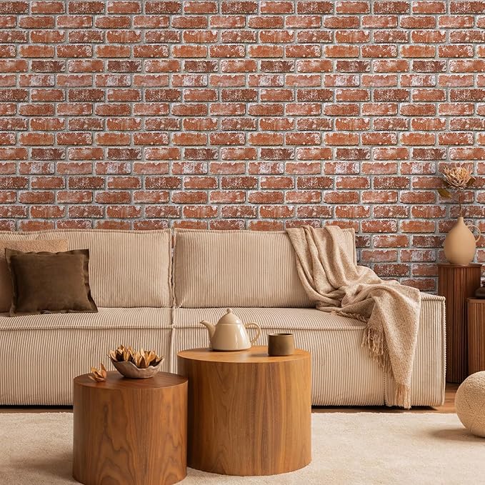 COMSTICKC 3D Faux Brick Wall Panels Peel and Stick, Small Brick Size, Thin PVC - Image 6