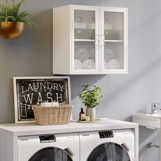 Wall Amount Cabinet for Laundry, Bathroom or Office Storage by Furnaza