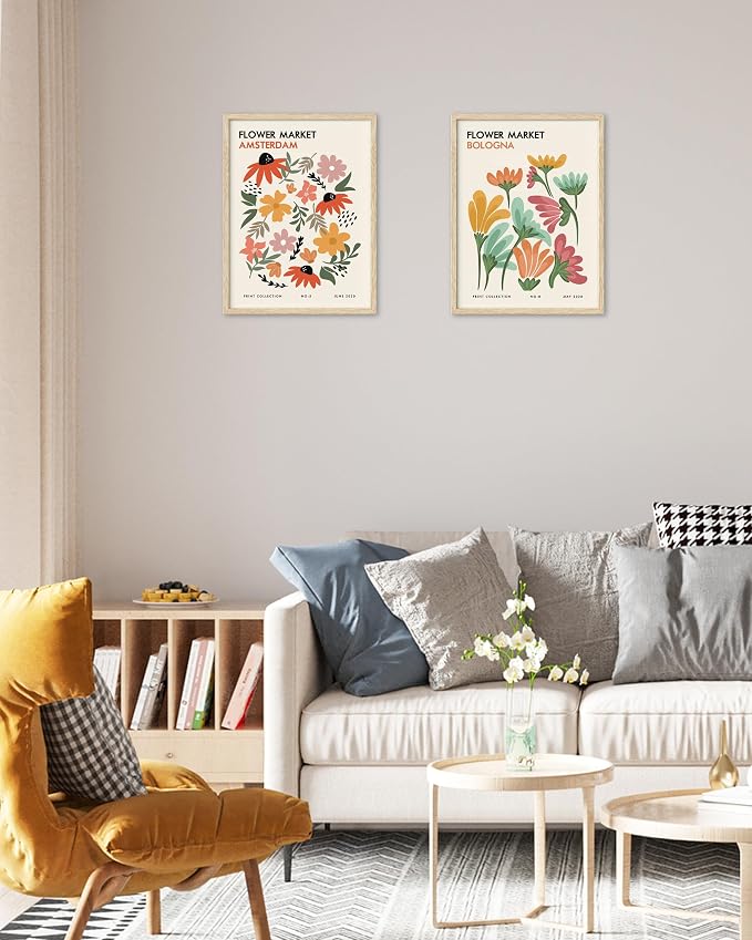 HesenDot Unframed Floral Wall Art Set of 3, 12x16in Flower Market Canvas Prints - Image 6