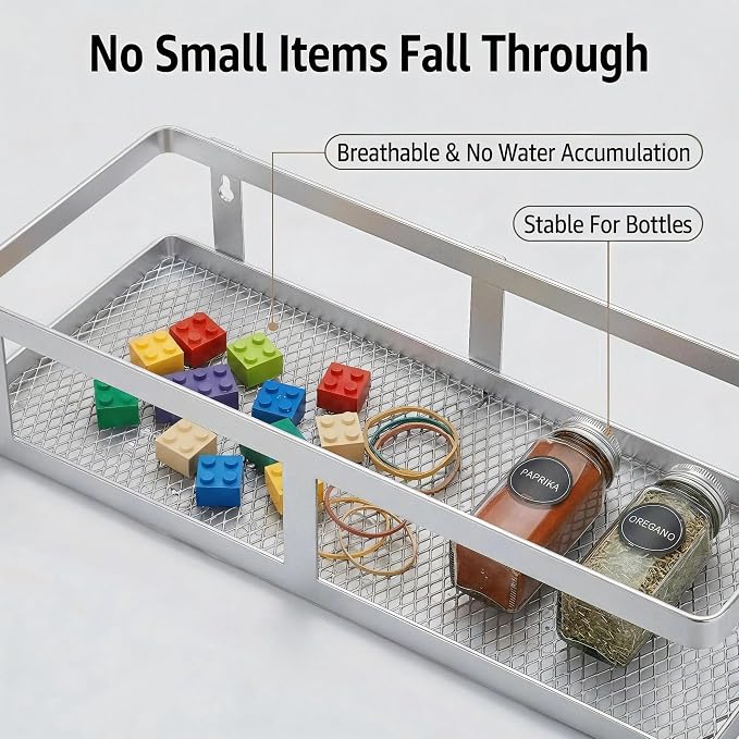 PUSDON 2-Pack Minimalist Shower Caddy Wall Mount, Open Frame Bathroom Shelf - Image 6