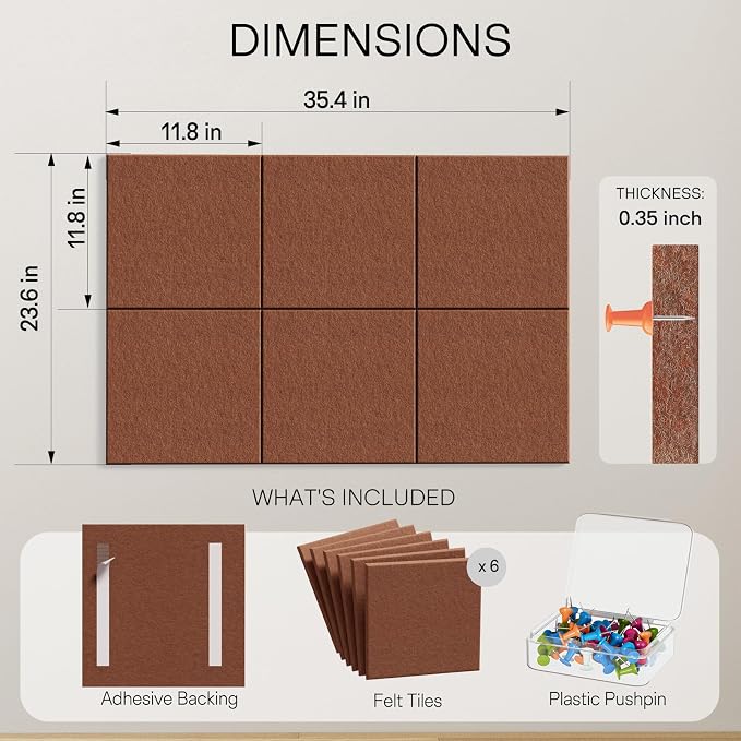 MaxGear Large Cork Board for Wall 36" x 24", Chocolate Brown Bulletin Board - Image 3