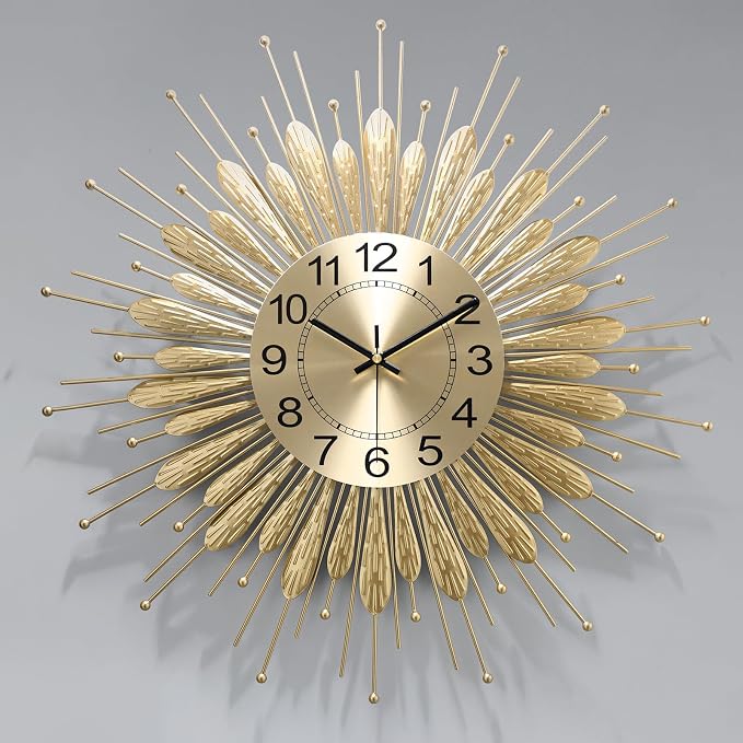 Large Wall Clock, 23inch Gold Wall Clock Non-Ticking Mid Century Wall Clocks - Image 4