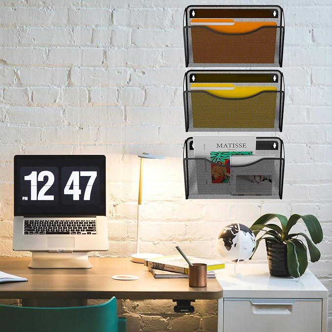 Gawerk 6 Pack Wall File Organizer, Mesh Wall File Pocket Mail Organizer Hanging - Image 6