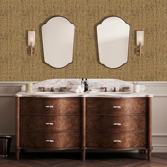 Grasscloth Peel and Stick Wallpaper 15.75x196.85inch Vintage Brown Removable - Image 4